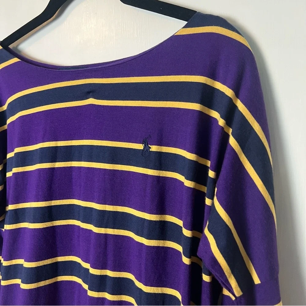 Ralph Lauren - Girls Striped Shirt‎ Dress Drawstring Waist  Purple Gold - Sz. L